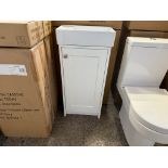 TRADITIONAL COMPACT BASIN VANITY UNIT IVORY INCLUDING BASIN 410MM X 220MM (IN BOX)