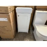 TRADITIONAL COMPACT BASIN VANITY UNIT IVORY INCLUDING BASIN 410MM X 220MM (OUT OF BOX)