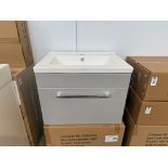 IDON 1 DRAWER WALL HUNG VANITY UNIT 600MM WIDE GLOSS GREY INCLUDING BASIN