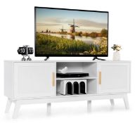 WHITE RATTAN 2-DOOR TV CABINET