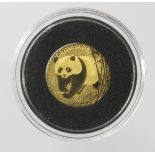 China 20 Yuan (1/20th oz gold) 2002. Prooflike BU in a hard plastic capsule