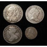 Maundy Oddments (4) early milled: 4d 1679 VF, 3d 1706 GF, 3d 1762 VF, and 1d 1800 GVF.