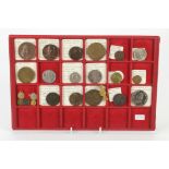 GB & World Commemorative Medals & Tokens (22) 19th-20thC collection in a tray, including three