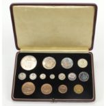 Proof Set 1937 (15 coins) Crown to Farthing including Maundy Set. NFDC with original case.