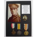1915 Star Trio (TZ.4438 W Stephenson AB RNVR) with small portrait photo in gold plated brooch,