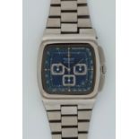 Movado 'TV' El Primero, stainless steel, ref. 01-0200-416, circa 1970s. The blue dial, triple