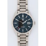 Tag Heuer Carrera Twin-Time, stainless steel, ref. 2010-1, circa 2010s. The black dial with baton