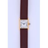 Cartier Tank Louis Mini, 18ct yellow gold, ref. 67117, circa 1970s. The white dial with Roman