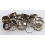 Mixed lot of silver and white metal bangles, unsorted, gross weight approx 666g, As Found