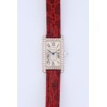 Cartier Tank Americaine, 18ct white gold and diamond set, ref. 2489, circa 2000s. The silvered