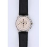 Omega Chronograph, stainless steel, ref. 2277-1, circa 1943. The silvered dial with baton indices