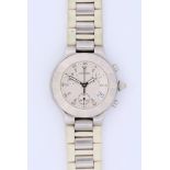 Cartier Chronoscaph 21, stainless steel, ref. 2424, circa 2000s. The white motif dial with baton