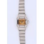 Cartier Santos Galbée, stainless steel, ref. 9057, circa 1990s. The patinated dial with Roman