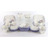 Shelley China. Queen Anne tea set in 'Archway of Roses' pattern (no.11606). Comprising twelve