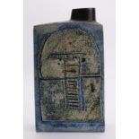 Troika Blue chimney vase. Height approx 20cm. Painted on base "Troika, Cornwall England" with