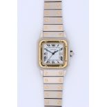 Cartier Santos Carrée, steel and gold, ref. 2961, circa 1980/90s. The white dial with Roman