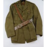 Royal Artillery Lieutenant's complete uniform, being tunic and trousers with Sam Brown belt and