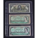Canada (14), 50 Dollars dated 2004, 20 Dollars (3) dated 1937, 1991 & 2004, 10 Dollars (3) dated