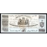 Canada, Watkins & Harris Merchants Script 50 Pence dated 1855, with 1 Cent bill stamp on reverse and