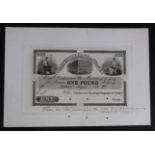Australia, Commercial Bank of Sydney 1 Pound PROOF printed on thin card, printers annotations at