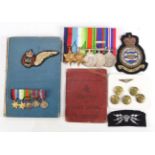RAF WW2 log book group to R131250 George Edwin Cartwright RCAF 269 Sqd, flying as a WO/AG in