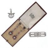 Antique Silver Jewellery Collection inc. Art Deco, Victorian, Paste, 19.2g
