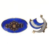 Scandi Sterling Silver Enamel Brooch Pair incl. Ivar T Holth, Aksel Holmsen, 18g