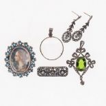 Antique Silver Jewellery Collection inc. Paste, Hand Painted, 33.4g