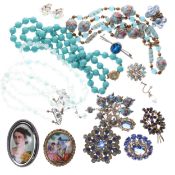 Vintage Jewellery Collection inc. Wedding Cake Glass, Kitsch, Butterfly Wing