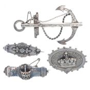Victorian Silver Brooch Collection inc. Golden Jubilee, Aesthetic, Anchor of Hope, 22.3g