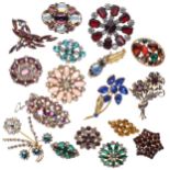 Brooch Collection inc. Floral, Sphinx, Art Glass