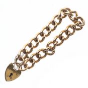 9ct Rolled Gold Gate Bracelet with Heart Padlock Clasp