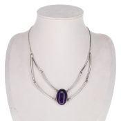 Modernist Amethyst Silver Necklace Necklace, 21g