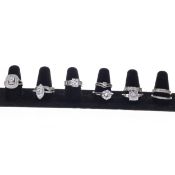 Cubic Zirconia Silver Ring Collection inc. Halo, Wishbone, Solitaire, 35g