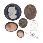 Antique and Later Cameo Jewellery inc. Reverse Carved, Arts and Crafts, Lava Stone, Shell