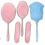 Sterling Silver Ladies Guilloche Enamel Vanity Collection, 693g