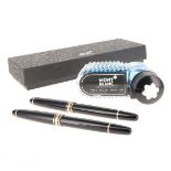 Montblanc - Meisterstuck Black Fountain Pen Set, 18ct Nib, Rollerball, Boxed