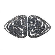 Sterling Silver Art Nouveau Influenced Belt Buckle, 94g