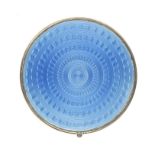 Art Deco Sterling Silver Blue Guilloche Enamel Vanity Powder Compact, 38g