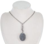 Antique Silver Guard Chain with Locket containing Hairwork