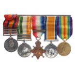Boer War QSA & KSA- WW1 1914 Mons Star Trio Medal Group, Mounted