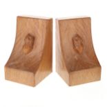 Robert Mouseman Thompson Carved Book End Pair