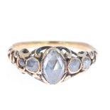 Antique Rose Cut Diamond Gold Ring, 2.4g