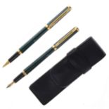 Montblanc - Noblesse Oblige Forest Green Fountain Pen Set, 14ct Gold Nib.
