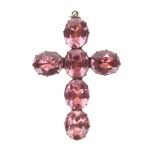 Georgian Rolled Gold and Foil Backed Paste Cross Pendant