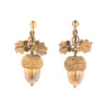 Victorian Acorn Gold Screw-Back Earrings, 1.5g
