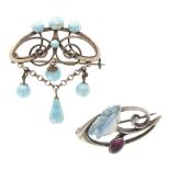 Antique Silver Brooch Collection including Charles Horner, 11.4g