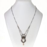 Murrle Bennett Mother of Pearl and Baroque Pearl Drop Silver Necklace, 9.5g