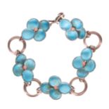 Bernard Instone Floral Enamel Silver Bracelet, 19g