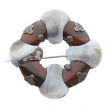 Antique Scottish Revival Silver Brooch with Agate, 23.5g